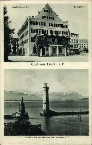 Ak Lindau Bodensee, Hotel Lindauer Hof, Leuchtturm