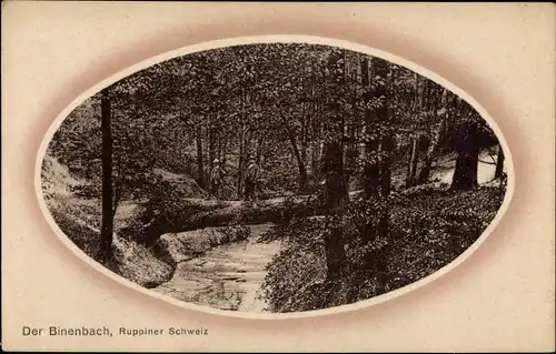 Passepartout Ak Binenwalde Neuruppin, Waldpartie, Bach