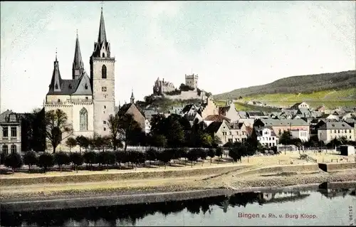 Ak Bingen am Rhein, Burg Klopp, Rheinstein, Ruine Ehrenfels, Mäuseturm, Niederwald Denkmal, Ort