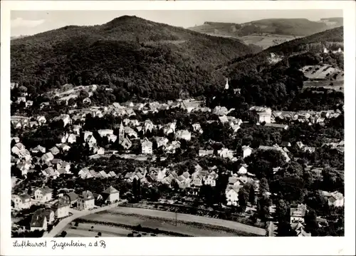 Ak Jugenheim an der Bergstrasse Hessen, Luftbild vom Ort