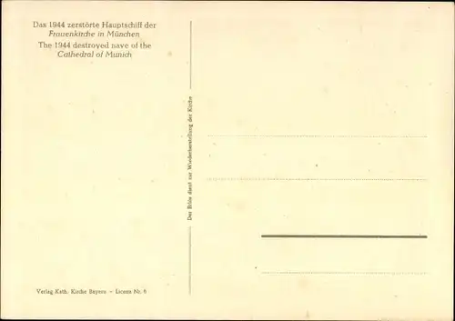 Künstler Ak München Bayern, Zerstörtes Hauptschiff der Frauenkirche