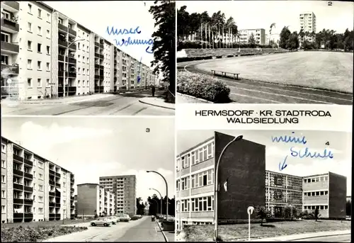 Ak Hermsdorf in Thüringen, Erich Weinert Straße, am Stadion, Oberschule II