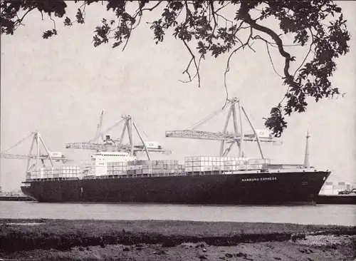 Ak Ersttagskarte, Hamburg Marke mit Containerschiff Hamburg Express, HAPAG Lloyd