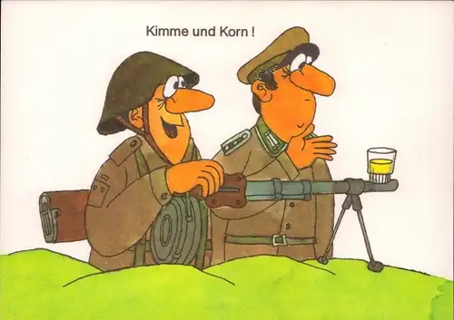 Künstler Ak Jankofsky, Heinz, Kimme und Korn, NVA, Soldaten, Gewehr, Schnaps