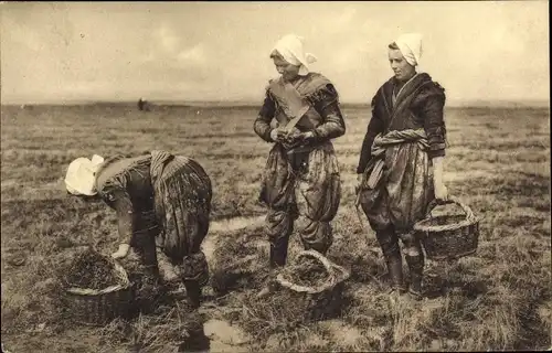 Ak Zeeland, Mädchen in niederländischen Trachten