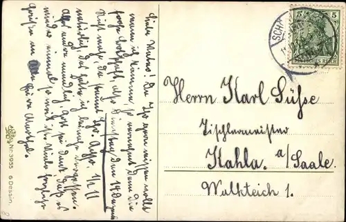 Künstler Ak Zwei Vögel mit Nest auf einem Baum