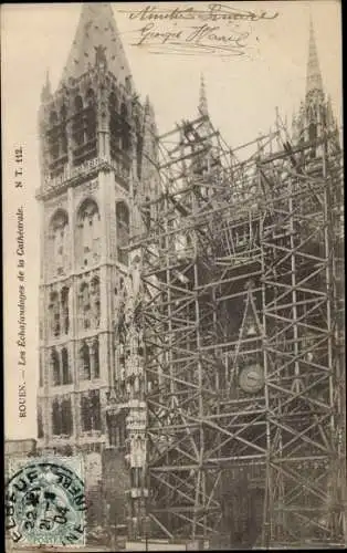 Ak Rouen Seine Maritime, Les Echafaudages de la Cathedrale