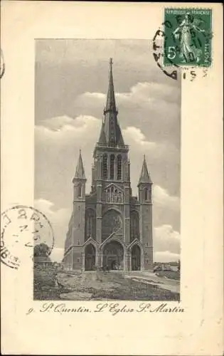 Ak Saint Quentin Aisne, L'Eglise St. Martin