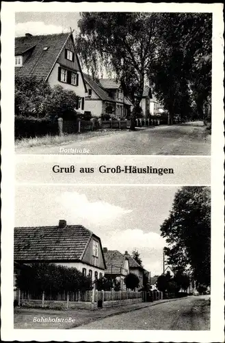 Ak Groß Häuslingen in Niedersachsen, Dorfstraße, Bahnhofstraße