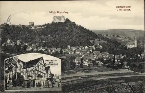 Ak Niedernhausen Fischbachtal im Odenwald, Schloss Lichtenberg, Gasthaus zum Schützenhof