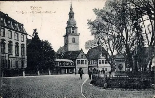 Ak Erbach im Odenwald, Schloßplatz mit Eberhard Denkmal