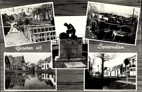 Ak Spaarndam Nordholland, Monument, Flusspartie, Häuser, Ruderboote