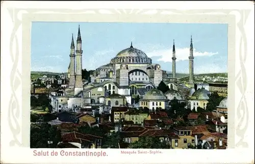 Passepartout Ak Konstantinopel Istanbul Türkei, Mosque Saint Sophie