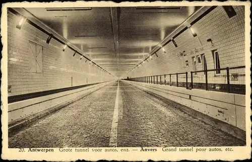 Ak Anvers Antwerpen Flandern, Grand tunnel pour autos