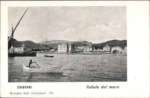 Ak Chiavari Liguria, Veduto dal mare, Ruderboot