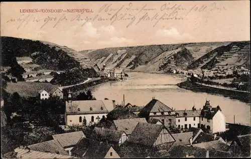 Ak Lehmen an der Mosel, Gondorf, Niederfell, Blick auf die Orte