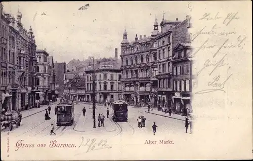 Ak Barmen Wuppertal, Alter Markt, Straßenbahn