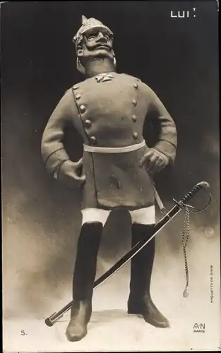 Ak Französische Propaganda, Kaiser Wilhelm II., Lui, Karikatur