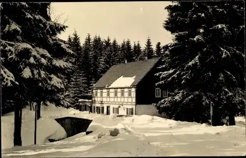 Ak Schellerhau Altenberg im Erzgebirge, Ferienheim Glückspilz, Winter