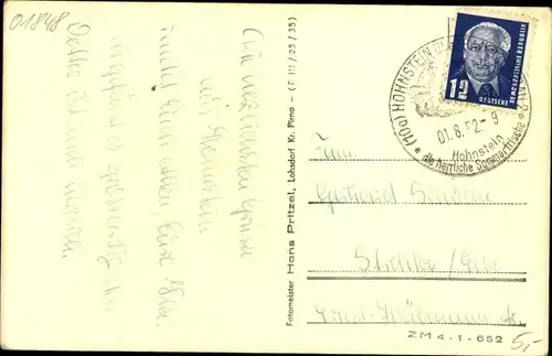 Ak Hohnstein in der Sächsischen Schweiz, Ort, Jugendburg