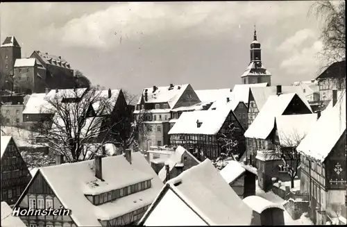 Ak Hohnstein Sächsische Schweiz, Teilansicht, Winter