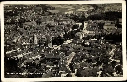 Ak Ansbach, Fliegeraufnahme der Stadt, Teilansicht,Turm