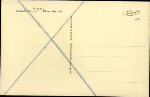 Ak Grassau in Oberbayern, Pferdekarre, Ortskern, Straßenpartie