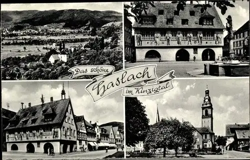 Ak Haslach im Kinzigtal Schwarzwald, Totale, Gasthof, Kirche