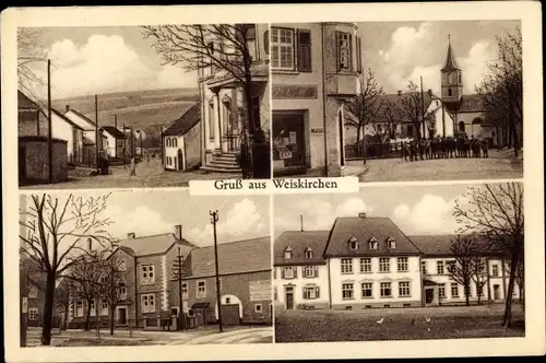 Ak Weiskirchen im Saarland, Straßenpartie, Hotel Hofhaus, Kirche