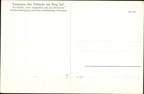 Künstler Ak Die Freiheitskämpfe der Tiroler am Berg Isel, Riesen Rundgemälde, Buchhütte, Thalgutter