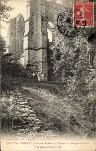 Ak Presles et Thierny Aisne, Ruines du Chateau des Eveques de Laon