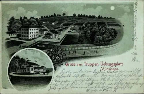 Mondschein Litho Münsingen in Württemberg, Truppenübungsplatz, Kasino