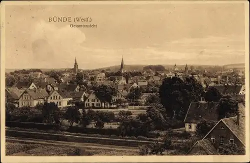 Ak Bünde im Kreis Herford, Panoramablick auf die Stadt