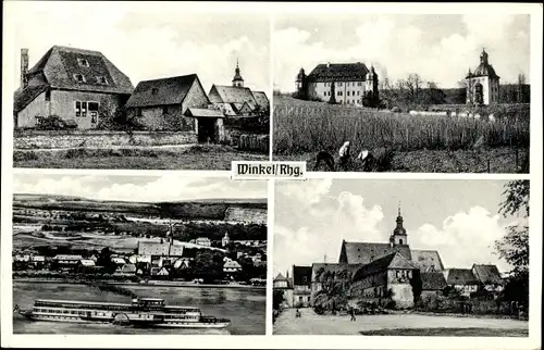 Ak Winkel am Rhein Rheingau, Kirche, Ort, Salondsampfer , Gasthof Merscheid