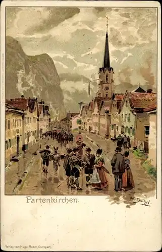 Künstler Ak Strützel, Otto Garmisch Partenkirchen in Oberbayern, Ortspartie