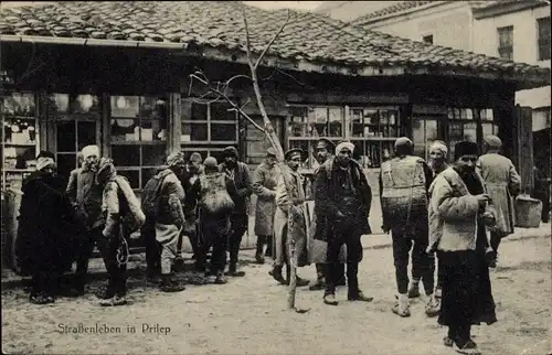 Ak Prilep Mazedonien, Straßenleben, Mazedonier, deutsche Soldaten, I. WK