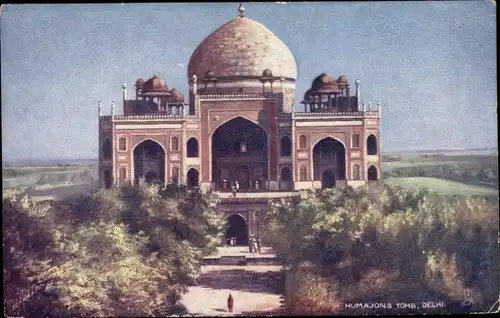 Künstler Ak Delhi Indien, Humajons Tomb