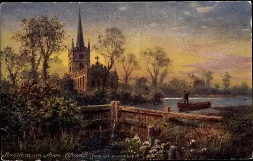 Künstler Ak Stratford upon Avon Warwickshire England, Church from unused lock
