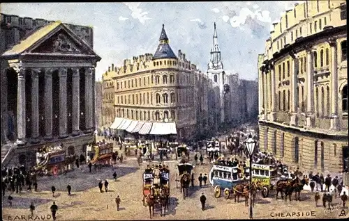 Künstler Ak Arraud, Cheapside London England, St. Paul's, Mansion House, carriages