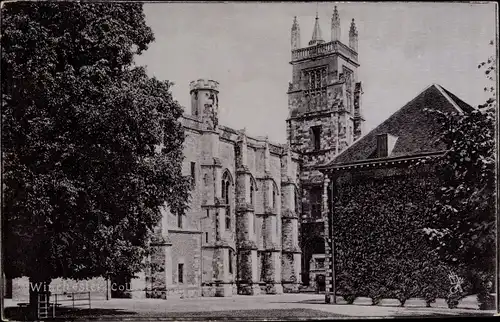 Ak Winchester South East England, View of the College, tower, street, facade