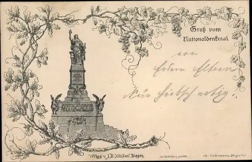 Vorläufer Litho Rüdesheim am Rhein, Niederwald Nationaldenkmal, 1891