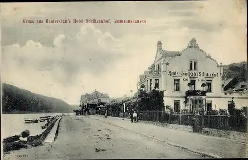 Ak Assmannshausen Rüdesheim am Rhein, Reutershan's Hotel Schützenhof