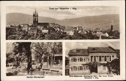 Ak Rauenthal Eltville am Rhein Hessen, Restaurant Rheingauer Hof, Blick auf den Ort