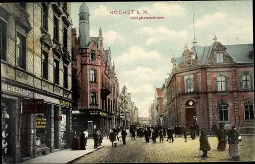 Ak Höchst Frankfurt am Main, Blick in die Königsteinerstraße, Geschäfte, Passanten