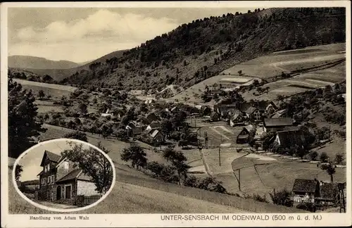 Ak Unter Sensbach Oberzent im Odenwald, Handlung, Blick auf den Ort