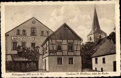 Ak Wiblingwerde im Sauerland, Gasthaus, Kirche