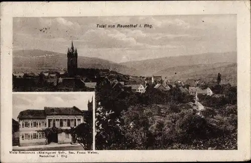 Ak Rauenthal Eltville am Rhein Hessen, Weinrestaurant Rheingauer Hof, Blick auf den Ort