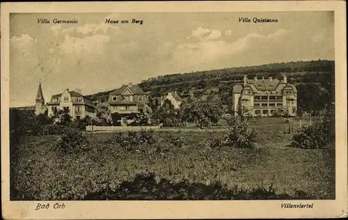 Ak Bad Orb im Spessart, Villa Germania, Haus am Berg, Villa Quisiana