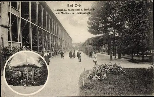 Ak Bad Orb in Hessen, Gradierbau, Wandelhalle, Trinkhalle, Martinus- und Philippsquelle