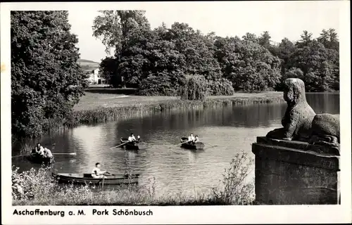 Ak Aschaffenburg, Park Schönbusch, Bootspartie